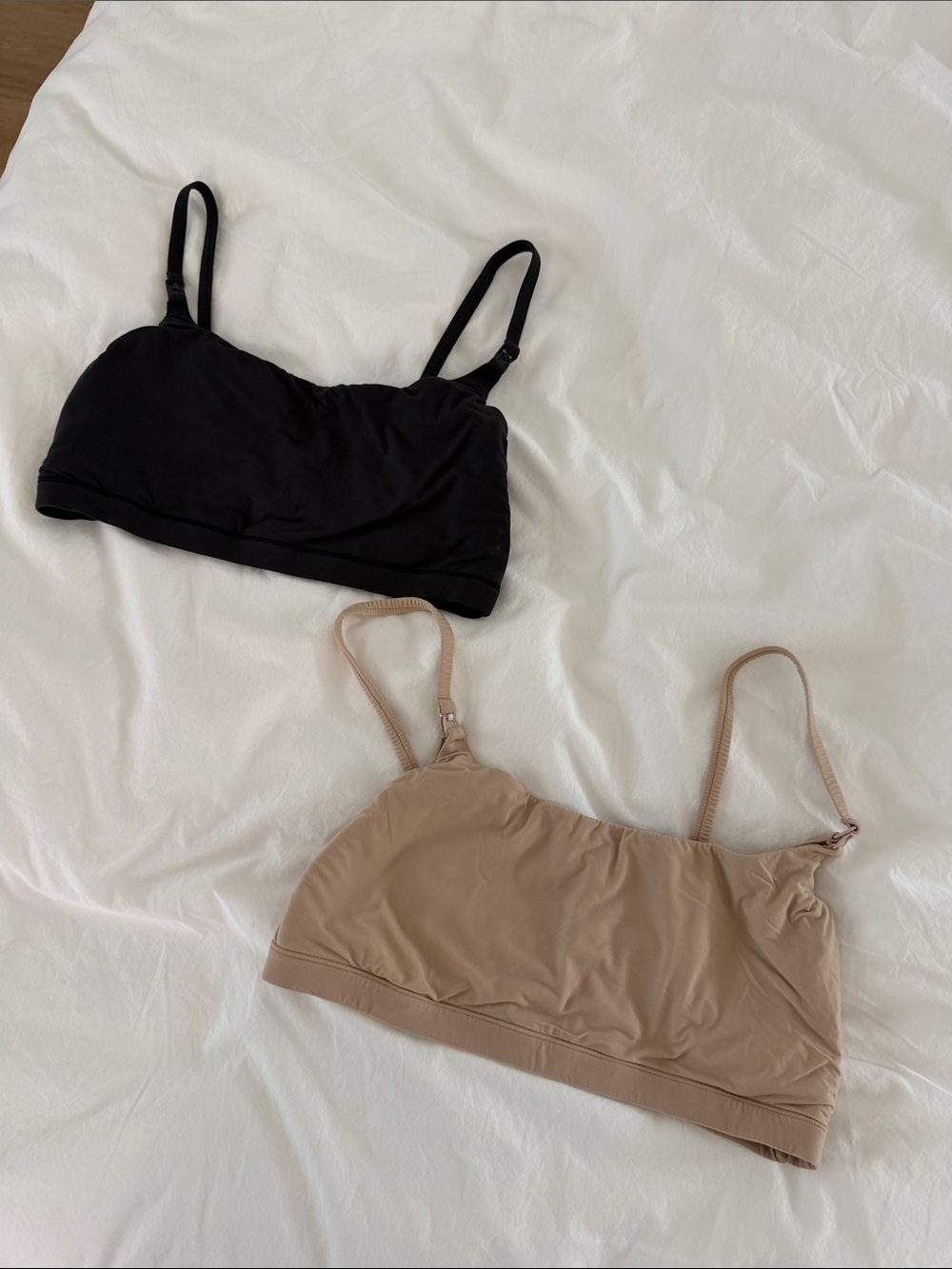 SKIMS Dual Pack Lightweight Bralettes in Black & Beige